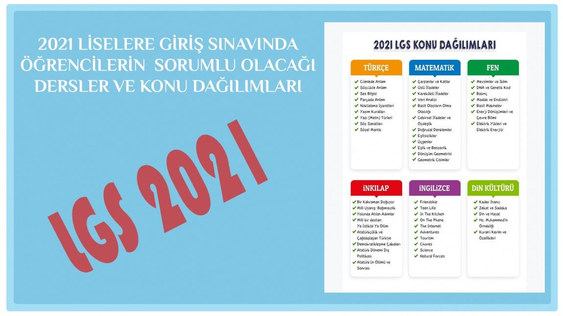 2021 LİSELERE GEÇİŞ SINAVINDA ÖĞRENCİLERİN SORUMLU OLACAĞI KONULAR